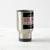 Bunco, Rolle, Chat, Lachen im Rosa, Schwarzweiss Reisebecher (Mittel)