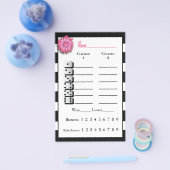 Bunco Schwarz-weiß rosa Blume Score Sheet Flyer (Einzeln)