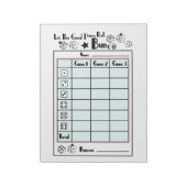 Bunco Score-Karte Notizblock (Rotiert)