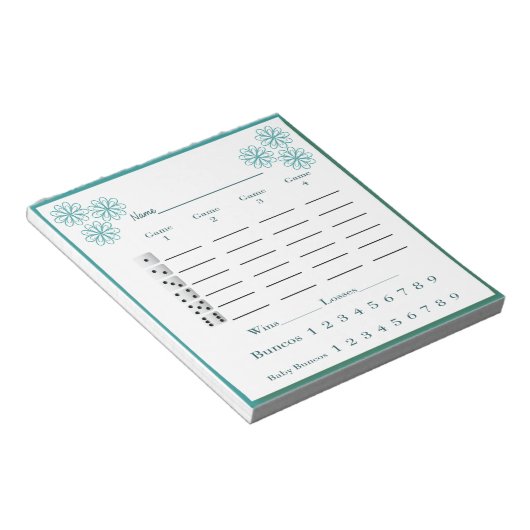 Bunco score pad - Blume Notizblock (angewinkelt)