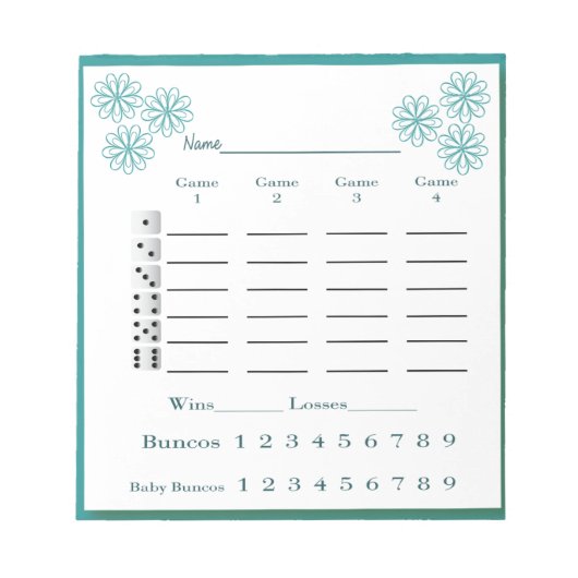 Bunco score pad - Blume Notizblock (Vorderseite)