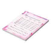 Bunco score pad card Aquarellpinke Notizblock (Rotiert)