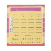 Bunco score pad - farbige Streifen Notizblock (Vorderseite)