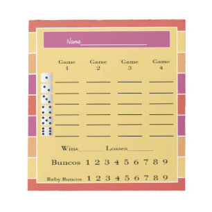 Bunco score pad - farbige Streifen Notizblock