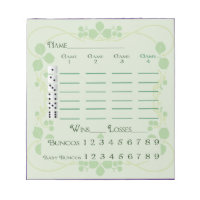 Bunco Score Pad März Grüner Blumenjugendstil