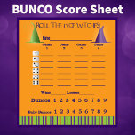 Bunco Score Pad Oktober Thema Hexe Halloween Notizblock<br><div class="desc">Hier ist ein attraktives Halloween Inspiriert Bunco Score Pad, das Sie bei Ihrem nächsten Bunco Event nutzen können. Enthält den Text "Roll The Dice Hexches" und zwei Hexenhüte. Fügen Sie Ihrem Halloween Bunco Party etwas Spaß hinzu. Features leicht lesbar, inklusive Baby Buncos, Bunco, WIns und Losses. Würfel werden verwendet, um...</div>