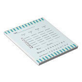 Bunco score pad - Retroblau und gelb Notizblock (angewinkelt)