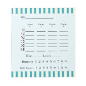 Bunco score pad - Retroblau und gelb Notizblock (Vorderseite)