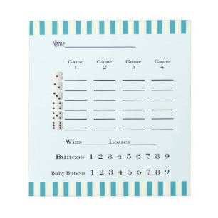 Bunco score pad - Retroblau und gelb Notizblock