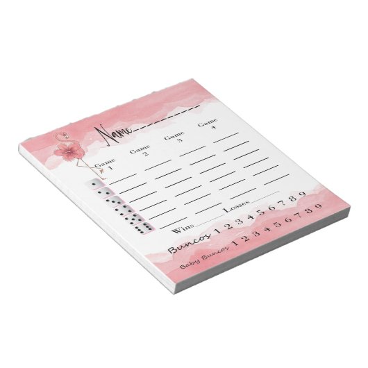 Bunco Score Pad - rosa Flamingo Tropischer Spaß Notizblock (angewinkelt)