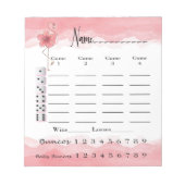 Bunco Score Pad - rosa Flamingo Tropischer Spaß Notizblock (Vorderseite)
