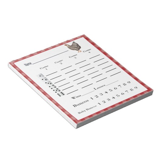 Bunco score pad - Spring Hähnchen Country Western Notizblock (angewinkelt)