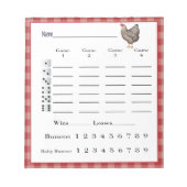 Bunco score pad - Spring Hähnchen Country Western Notizblock (Vorderseite)