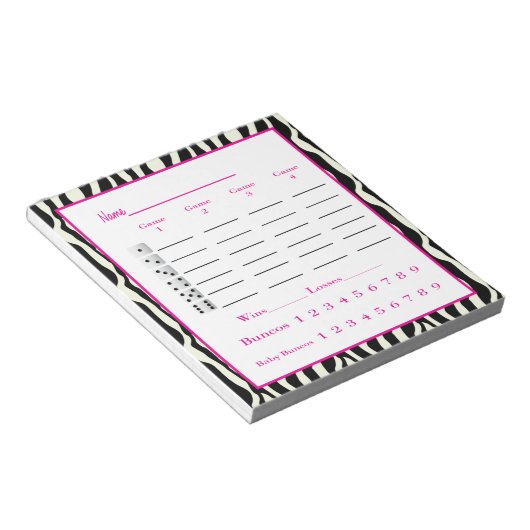 Bunco score pad - Zebradesign Notizblock (angewinkelt)