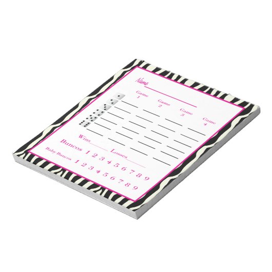 Bunco score pad - Zebradesign Notizblock (Rotiert)