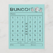 Bunco Score Sheet - Einzelne Tally für Würfel (Rückseite)