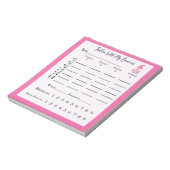 Bunco Score Sheet Pad Niedlich Gnome Pink Notizblock (Rotiert)