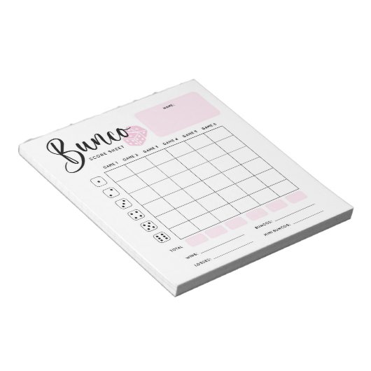 Bunco Score Sheet Pad Notizblock (angewinkelt)