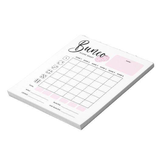 Bunco Score Sheet Pad Notizblock (Rotiert)