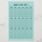 Bunco Score Sheet - Tabelle Score für Würfel (Rückseite)