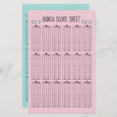Bunco Score Sheet - Tabelle Score für Würfel (Vorne/Hinten)