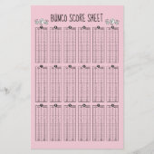 Bunco Score Sheet - Tabelle Score für Würfel (Vorderseite)