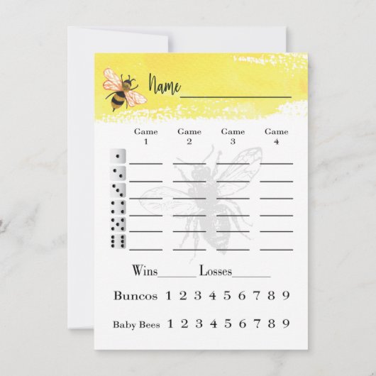 Bunco Score Sheets Bee Einladung (Rückseite)