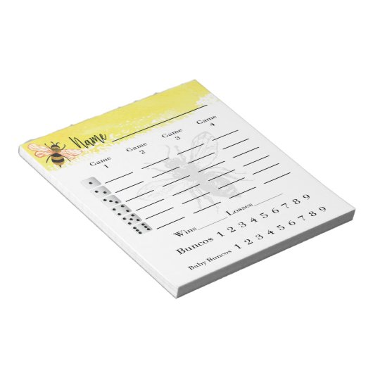 Bunco Score Sheets Bee Notizblock (angewinkelt)