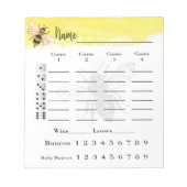 Bunco Score Sheets Bee Notizblock (Vorderseite)