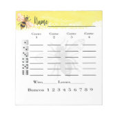 Bunco Score Sheets Bee Notizblock (Vorderseite)