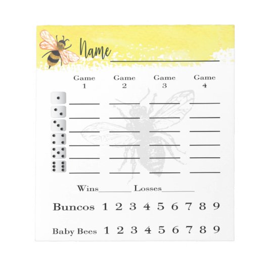 Bunco Score Sheets Beet Notepad Notizblock (Vorderseite)