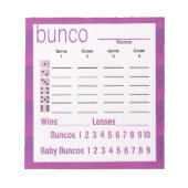 Bunco Score Sheets Purple Pink Modern Notizblock (Vorderseite)