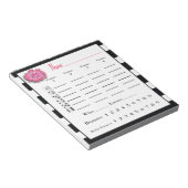 Bunco Score Sheets Schwarz-Weiß-Rosa-Blume Notizblock (angewinkelt)