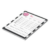 Bunco Score Sheets Schwarz-Weiß-Rosa-Blume Notizblock (Rotiert)
