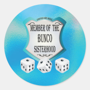 Bunco Sisterhood Dice Game Blue Modern Runder Aufkleber