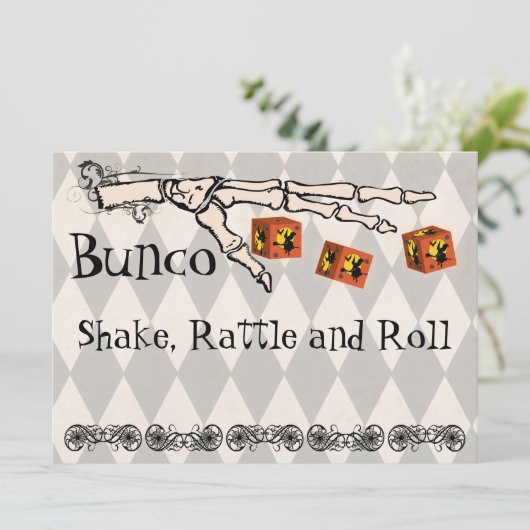 Bunco - Skeletteinladung Hand Einladung (Stehend Vorderseite)