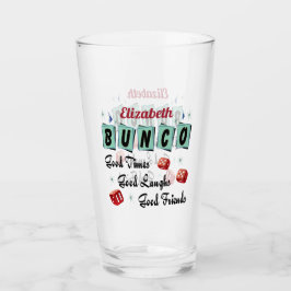 Bunco Spieler-Freund-Monogramm-Retro Würfel Glas