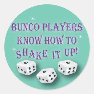 bunco Spieler können es herauf 2 rütteln Runder Aufkleber