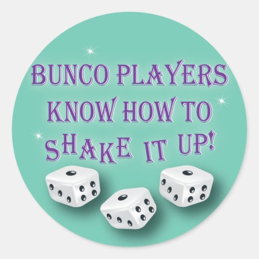bunco Spieler können es herauf 2 rütteln Runder Aufkleber (Vorderseite)