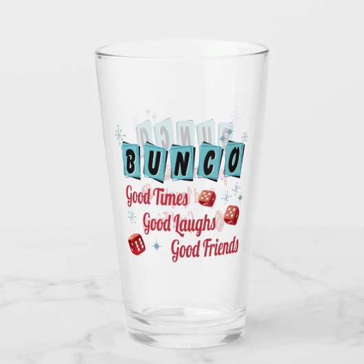 Bunco Spieler-Retro gute Freunde Glas (Rückseite)