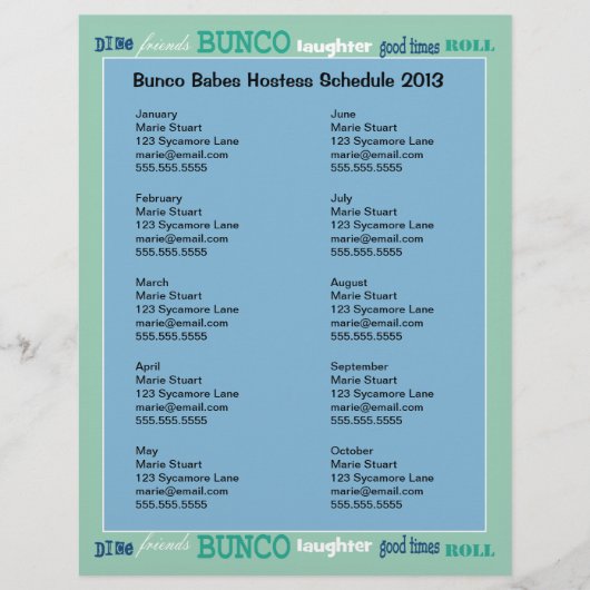 Bunco Subway Hosting-Kalender Flyer (Vorne)