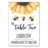 Bunco Sunflower Bier Table Card #2 Tischnummer (Vorderseite)