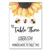 Bunco Sunflower Bier Table Card #3 Tischnummer (Vorderseite)