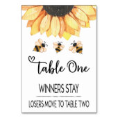 Bunco Sunflower Bier Table Card One Tischnummer (Rückseite)
