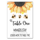 Bunco Sunflower Table Card 1 bis 5 Tischnummer (Rückseite)