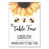 Bunco Sunflower Table Card #4 Tischnummer (Vorderseite)
