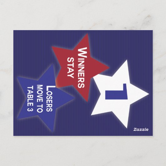 Bunco Table Card #1 mit roten, weißen und blauen S Postkarte (Rückseite)
