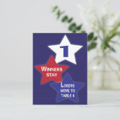 Bunco Table Card #1 of 4, Red, White Blue Stars Postkarte (Stehend Vorderseite)