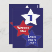 Bunco Table Card #1 of 4, Red, White Blue Stars Postkarte (Vorne/Hinten)