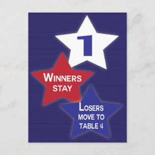 Bunco Table Card #1 of 4, Red, White Blue Stars Postkarte